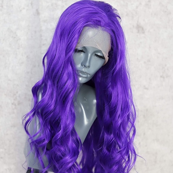 22” PURPLE ISH BLUE WAVY LACE FRONT WIG *NEW* - Picture 3 of 5